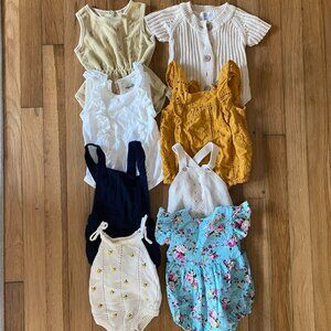 Baby Girl Sleeveless and Short Sleeve Onesies Bodysuits - 0-3mo - 3-6 mo